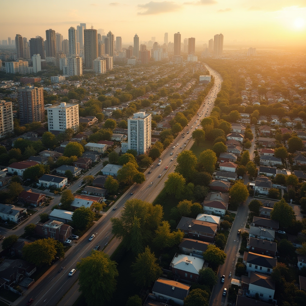Wide view of diverse American neighborhoods representing handyman service coverage across the United States